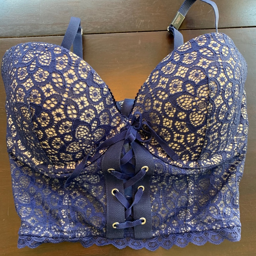 Victoria's Secret Zip Up Lace Corset Push Up Bra